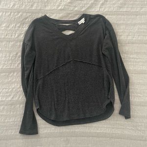 Gray lightweight top with crisscross back